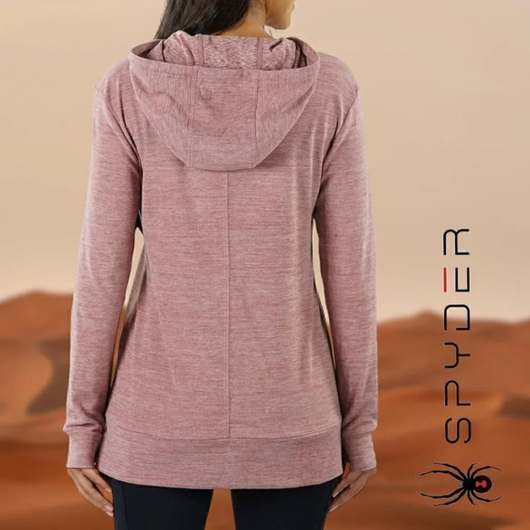 Spyder | Womens Tunic Length Hoodie | Rose Pink | NWT - Picture 2 of 4